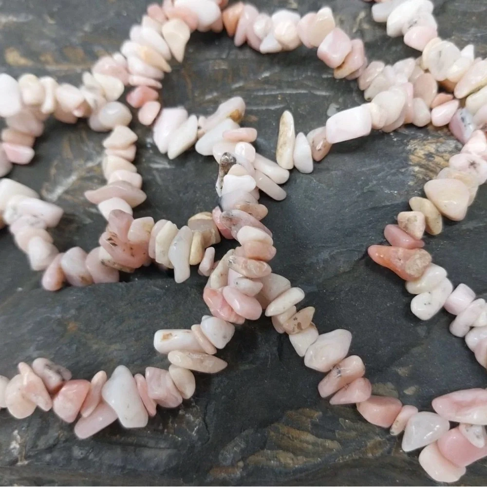 Natural Pink quartz Stone two Beaded Necklaces